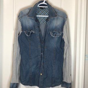 Just Cavalli Man Dress Shirt M Blue Soft Jean